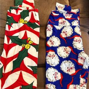 LuLaRoe Festive Leggings - Red, Green, Blue
